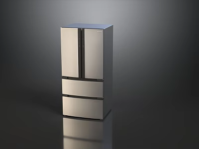 Sleek Stainless Steel French Door Refrigerator Designed For Modern Home Kitchen Food Storage 3d model