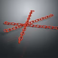 Red Metal Chains Arranged in Cross Shape on Dark Background Surface 3d model