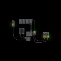 Industrial Control Equipment With Multiple Modules Green Red Indicators And Connecting Wires