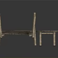 Rustic Wooden Bench And Stool Set With Frame And Planks Design
