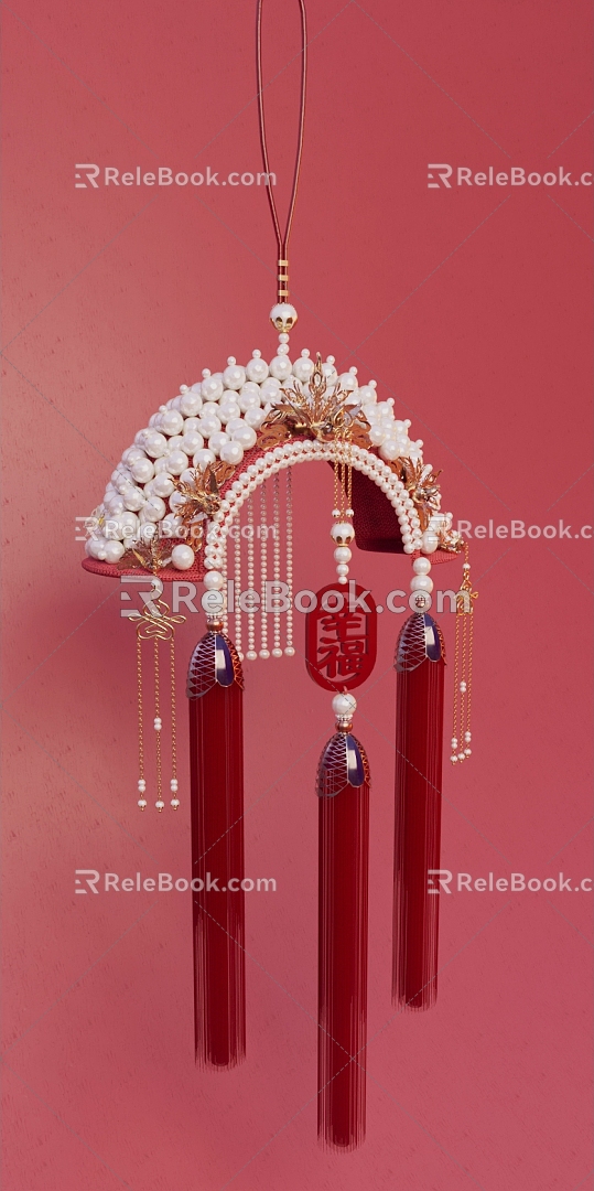 Phoenix Crown Jewelry Hanger Gold Jewelry Pearl Pendant 3d model