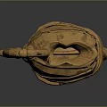 Intricate Golden Head Sculpture With Carved Facial Features Handle And Spout
