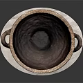Ancient Terracotta Amphora With Two Handles Black Horse Design And Decorative Patterns On White Mat