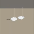 Poliform Cloud Shaped White Pendant Lights Hanging In Beige Wall Interior 3d model