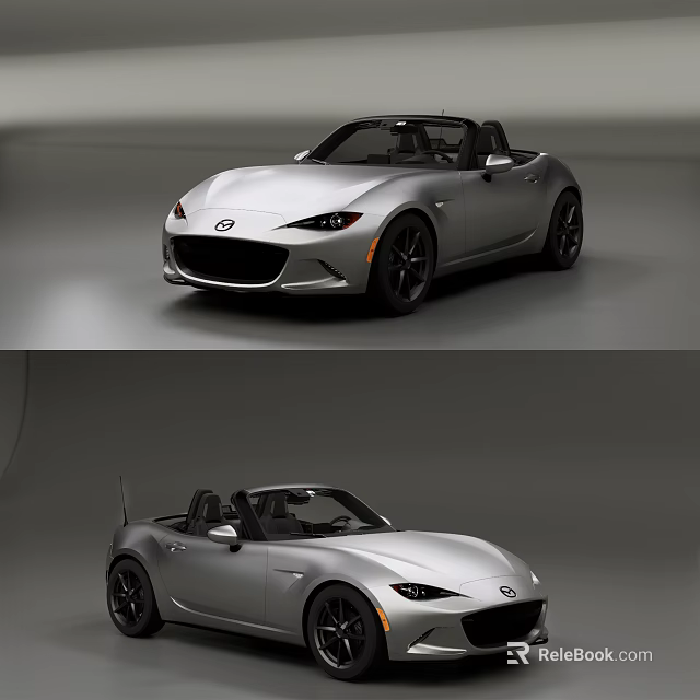 Silver Convertible Sports Car Front And Side Profile Exterior Design 3d model 