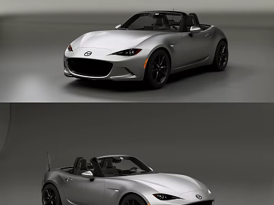 Silver Convertible Sports Car Front And Side Profile Exterior Design 3d model