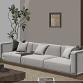 White Sectional Sofa In Minimalist Living Room With Potted Plant Wall Art And Coffee Table