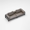 Modern Gray Leather Sectional Sofa With Two Soft Cushions And Black Frame Design 3d model