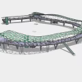 Modern Curved Bridge Design With Glass Canopy And Green Support Structures 3d model