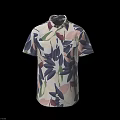 Casual Summer Short Sleeve Shirt Design With Colorful Floral Leaf Pattern