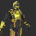 Detailed Futuristic Game Movie Character In Yellow Black Mechanical Armor Design