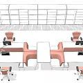 Modern Office Desk Layout With Multiple Workstations And Chairs In Workspace 3d model