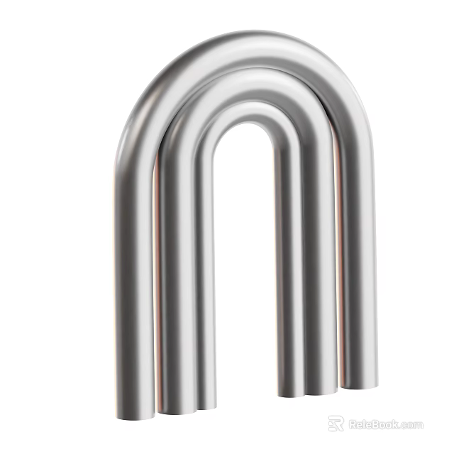 Industrial Equipment Featuring U Shaped Metal Pipe With Smooth Silver Surface 3d model 