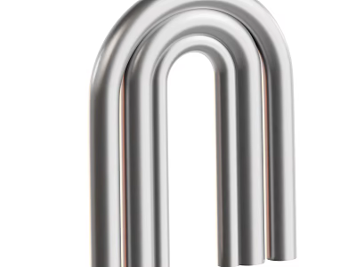 Industrial Equipment Featuring U Shaped Metal Pipe With Smooth Silver Surface 3d model