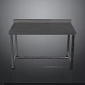 Sturdy Metal Workbench With Rectangular Top Four Legs And Crossbar Support For Industrial Use 3d model