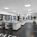 Modern Laboratory Interior With Benches Cabinets And Equipment 3d model