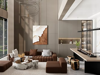 Modern Duplex Living Room Villa Living Room 3d model