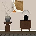 Decorative Painting of Middle Style Bedside Cabinet Floor Lamp 3d model