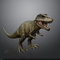 Detailed Tyrannosaurus Rex Dinosaur Model With Open Mouth Standing Pose On Neutral Background