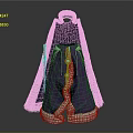 Elegant Purple Cloak With Gray Furry Trim And Blue Decorative Accents
