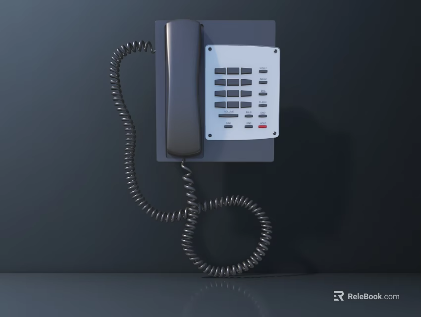 Vintage Wall Mounted Landline Phone Classic Digital Communication Device For Home Office Use 3d model 