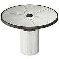 Modern Round Dining Table With Metal Pedestal And Wooden Top Design 3d model