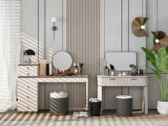 Light Luxury Dressing Table Dressing Table Dressing Chair Combination 3d model