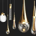 Modern Gold Glass Pendant Lights With Teardrop Cylindrical Shapes And Transparent Design