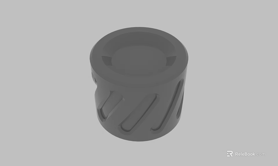 Gray Cylindrical Mechanical Component With Grooved Surface Design Details 3d model