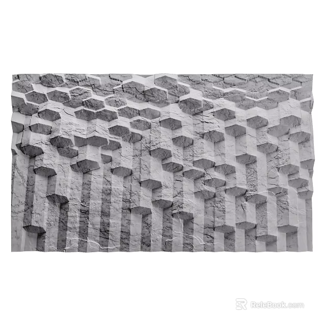 Modern Decorative Wall Panel Design With 3D Geometric Blocks And Textured Stone Surface 3d model 