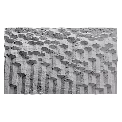Modern Decorative Wall Panel Design With 3D Geometric Blocks And Textured Stone Surface 3d model