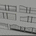 Wrought Iron Fence and Gate Architectural Components with Decorative Outdoor Designs