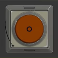 Modern Silver Turntable With Orange Circular Platter And Square Base Design