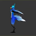 Blue Bird Game Character With White Belly And Orange Beak Standing With Arms Outstretched