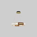 Elegant Modern Circular Chandelier With Crystal Elements And Leather Trim Design 3d model
