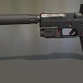 Futuristic Weapon Pistol With Black Body Red Accents And Tactical Scope