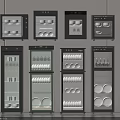 Grey Kitchen Appliances With Multiple Layers Holding Dishes And Cups 3d model
