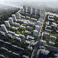 Aerial View Residential Planning With High Rise Buildings Green Spaces And Roads