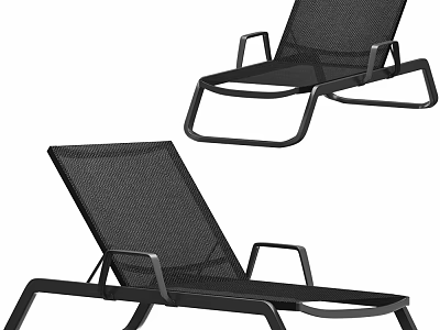 Black Mesh Outdoor Leisure Recliner Featuring Sturdy Metal Frame And Comfortable Design 3d model