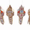 Traditional Decorative Chandeliers With Geometric Patterns And Vibrant Colors Set Of Four