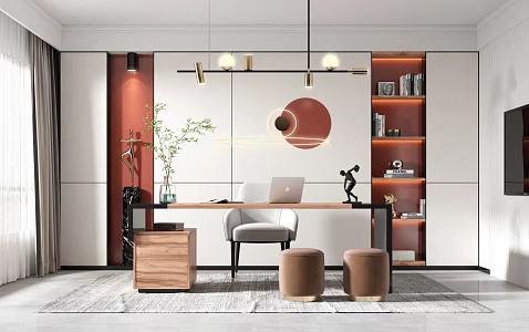 Modern study home 3d model