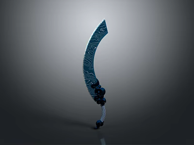 Decorative Scimitar Weapon Displaying Intricate Carved Patterns On Blade And Hilt 3d model
