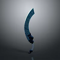 Decorative Scimitar Weapon Displaying Intricate Carved Patterns On Blade And Hilt