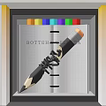 Shop Window Display Design Featuring Giant Pencil Grid Notebook And Colorful Blocks With Warm Lighting