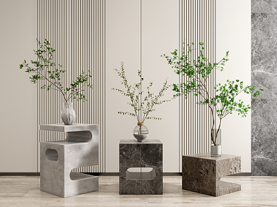 Modern vase plant ornaments combination model