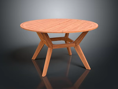 Modern Round Wooden Table Design With Sturdy Leg Structure For Home Living Area 3d model