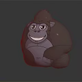 Soft Gray Cartoon Gorilla Plush Furniture Decor With Cute Smiling Expression And Round Shape