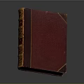 Vintage Hardcover Book With Red Cover And Brown Trim Against Dark Background