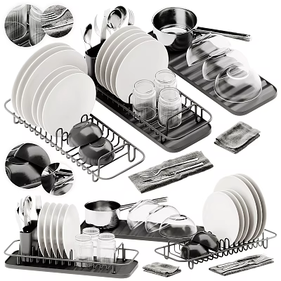 Modern kitchenware dishes 3d model