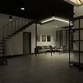 Modern Clubhouse Reception Area With Wooden Ceiling Marble Counter Display Shelves And Glass Door